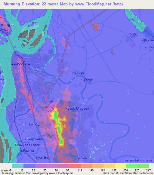 Muraung,Myanmar Elevation Map