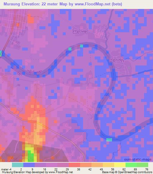 Muraung,Myanmar Elevation Map