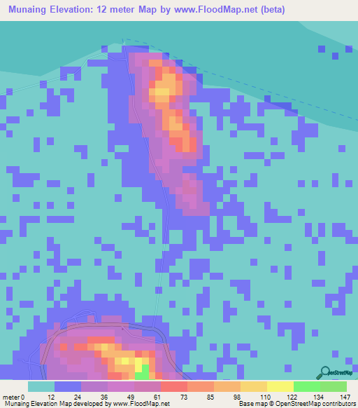 Munaing,Myanmar Elevation Map