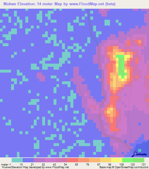 Mukwe,Myanmar Elevation Map