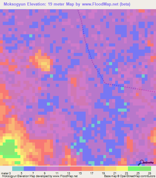 Moksogyun,Myanmar Elevation Map