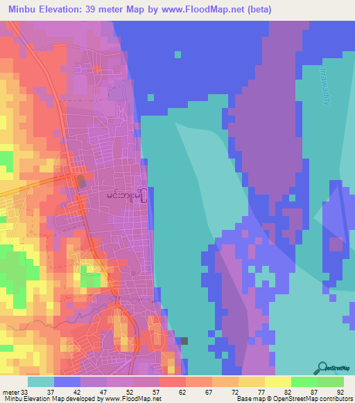 Minbu,Myanmar Elevation Map