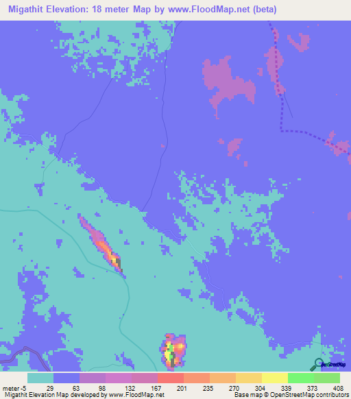 Migathit,Myanmar Elevation Map