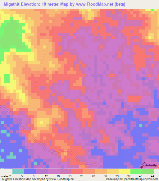 Migathit,Myanmar Elevation Map