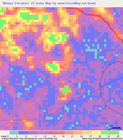 Metayo,Myanmar Elevation Map