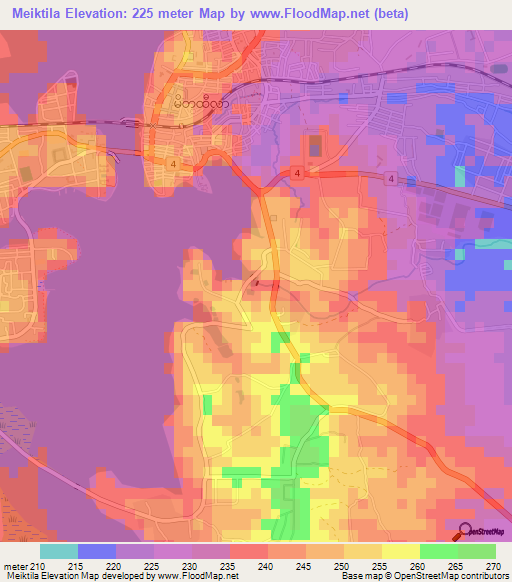 Elevation of Meiktila,Myanmar Elevation Map, Topography, Contour