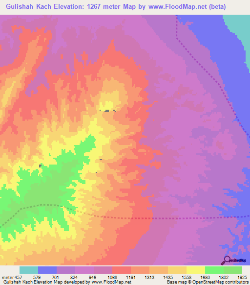 Gulishah Kach,Pakistan Elevation Map