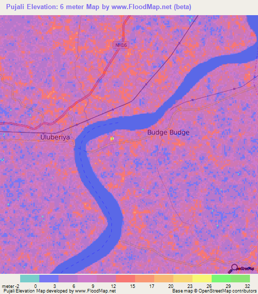 Pujali,India Elevation Map