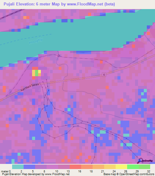 Pujali,India Elevation Map