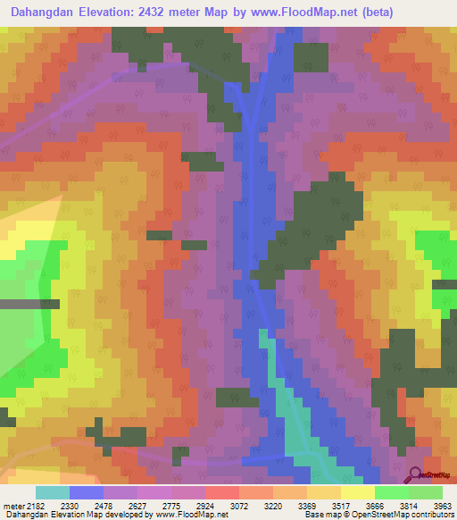 Dahangdan,Myanmar Elevation Map