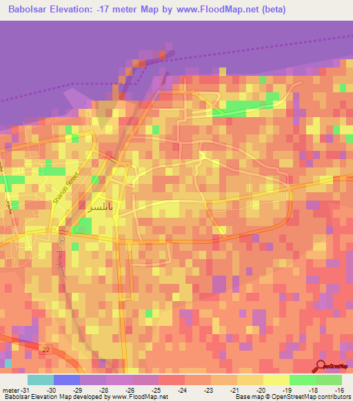 Babolsar,Iran Elevation Map