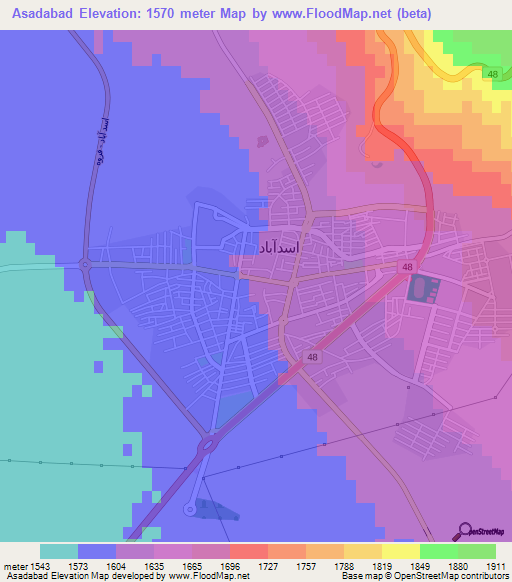 Asadabad,Iran Elevation Map