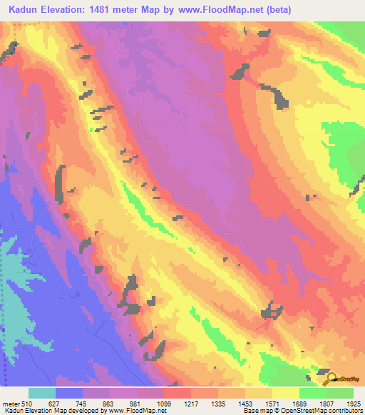 Kadun,Iran Elevation Map