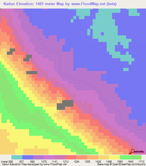 Kadun,Iran Elevation Map