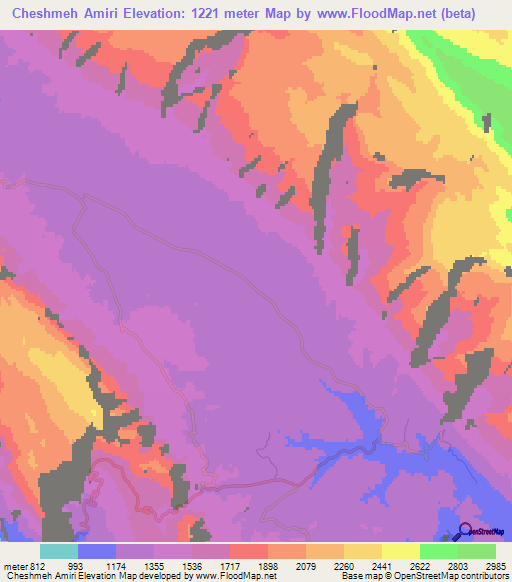 Elevation of Cheshmeh Amiri,Iran Elevation Map, Topography, Contour