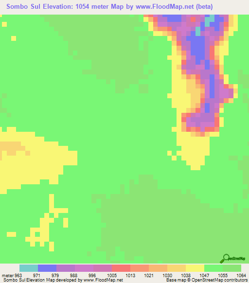 Sombo Sul,Angola Elevation Map