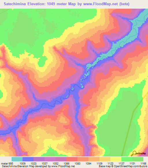 Satechimina,Angola Elevation Map