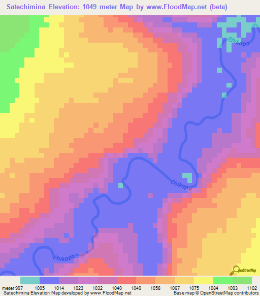 Satechimina,Angola Elevation Map