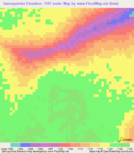 Samuquimba,Angola Elevation Map