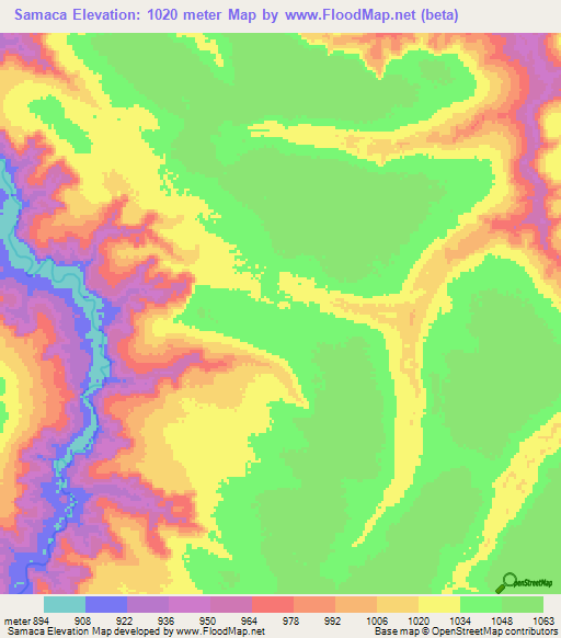 Samaca,Angola Elevation Map