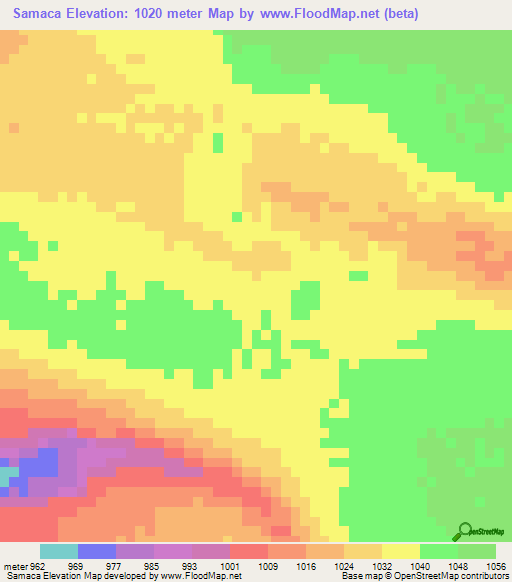 Samaca,Angola Elevation Map