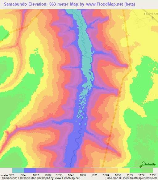 Samabundo,Angola Elevation Map