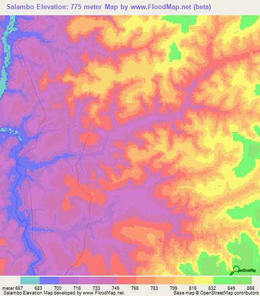 Salambo,Angola Elevation Map