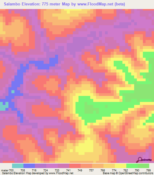 Salambo,Angola Elevation Map