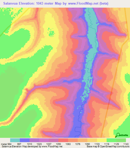 Salanvua,Angola Elevation Map