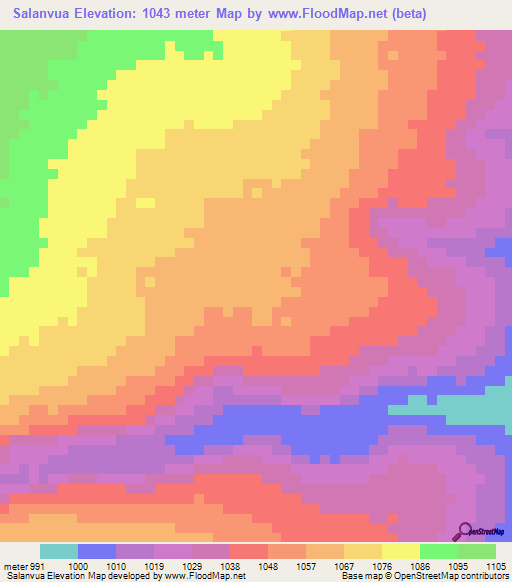 Salanvua,Angola Elevation Map