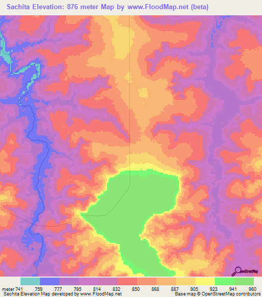 Sachita,Angola Elevation Map