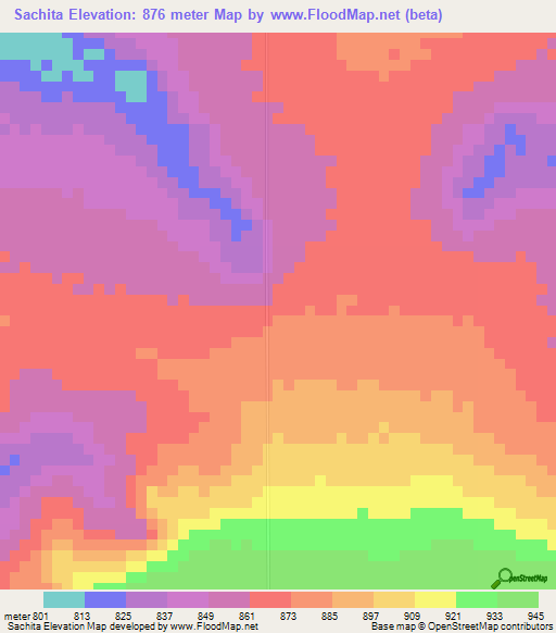 Sachita,Angola Elevation Map