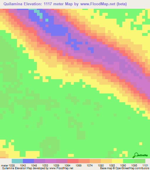 Quilamina,Angola Elevation Map