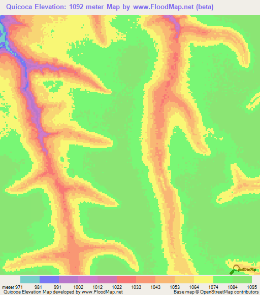 Quicoca,Angola Elevation Map