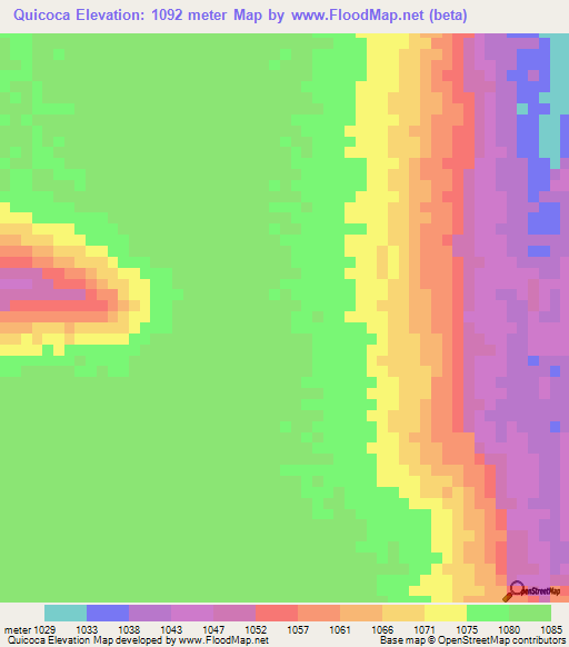 Quicoca,Angola Elevation Map