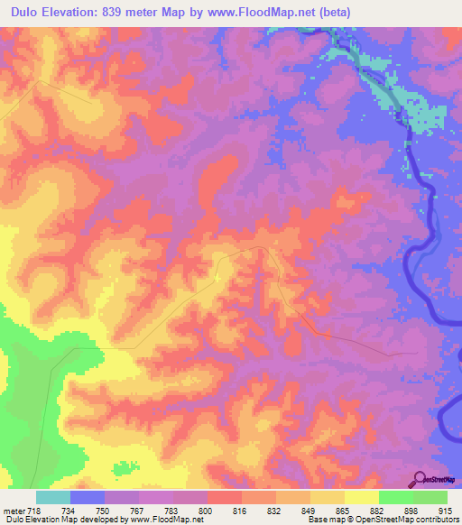 Dulo,Angola Elevation Map