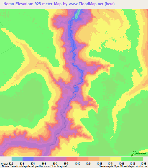 Noma,Angola Elevation Map