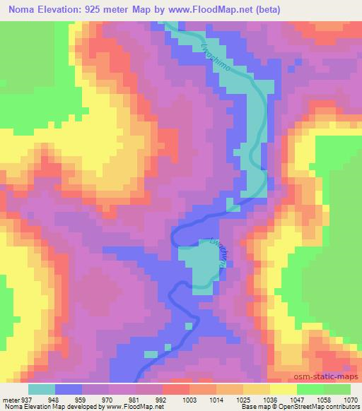 Noma,Angola Elevation Map