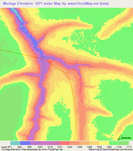 Muriege,Angola Elevation Map