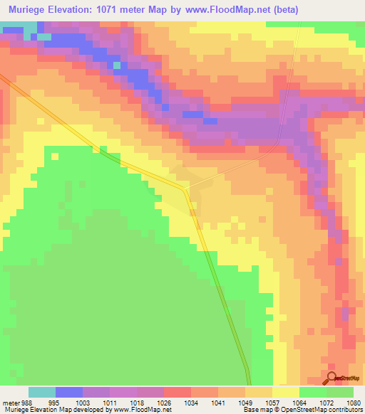 Muriege,Angola Elevation Map