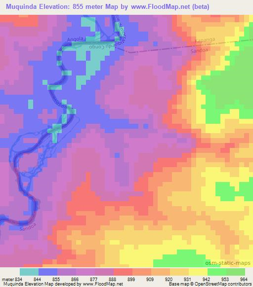 Muquinda,Angola Elevation Map