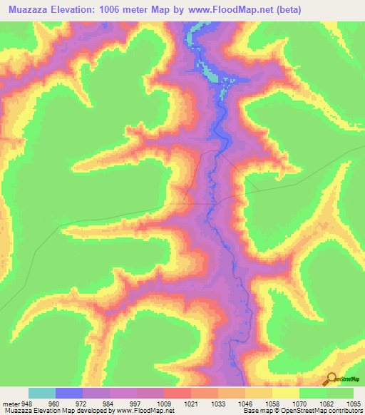 Muazaza,Angola Elevation Map