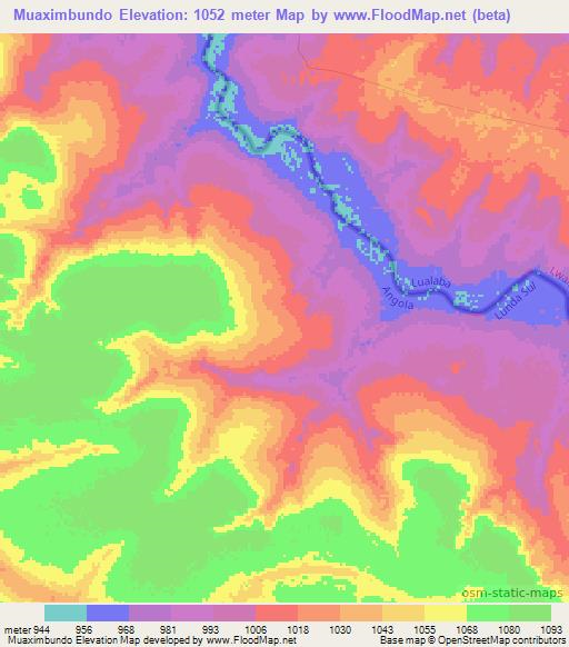 Muaximbundo,Angola Elevation Map