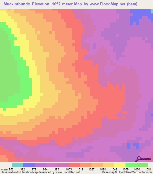 Muaximbundo,Angola Elevation Map