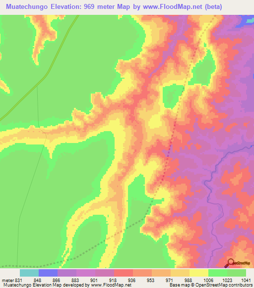 Muatechungo,Angola Elevation Map