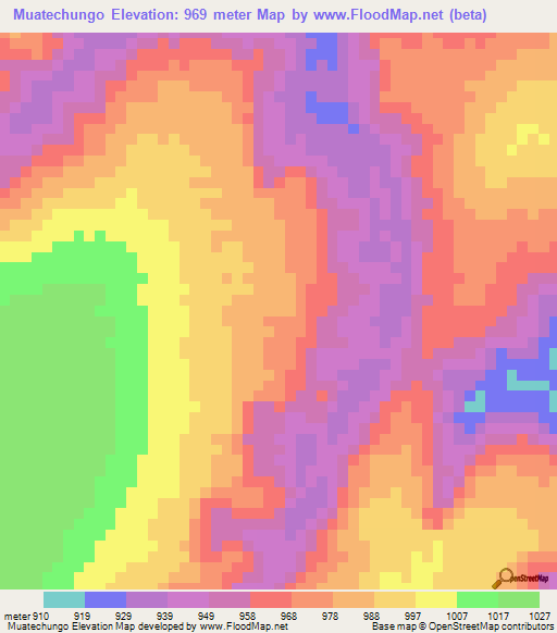 Muatechungo,Angola Elevation Map