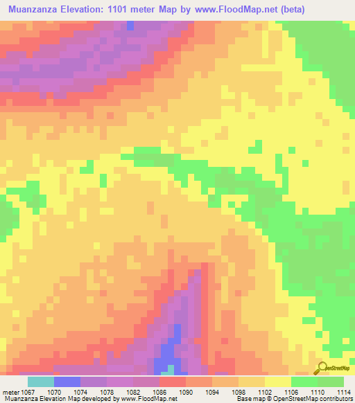 Muanzanza,Angola Elevation Map