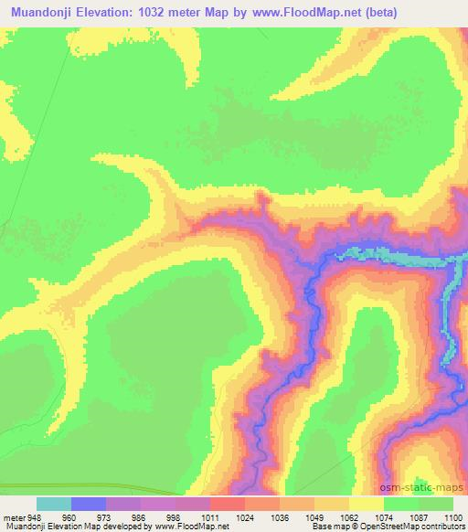 Muandonji,Angola Elevation Map