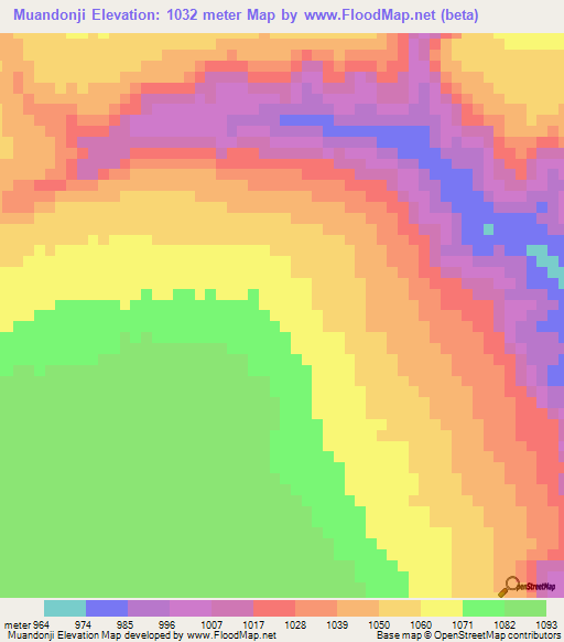 Muandonji,Angola Elevation Map