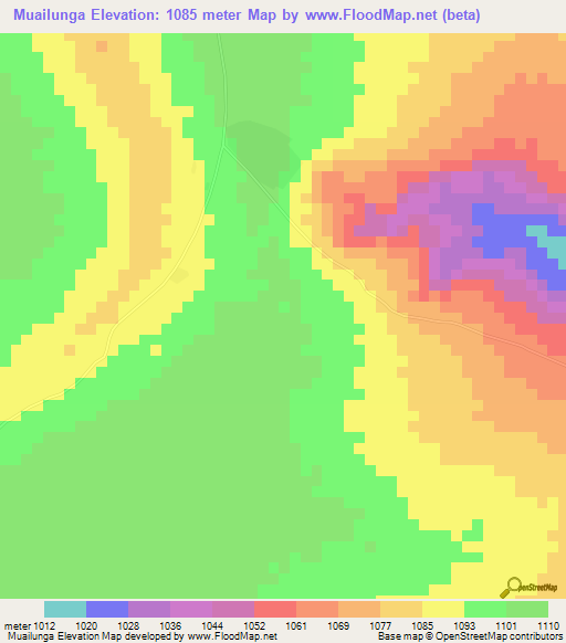 Muailunga,Angola Elevation Map